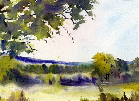 Misty Morning Landscape Watercolor Painting Lesson Watercolor Methods