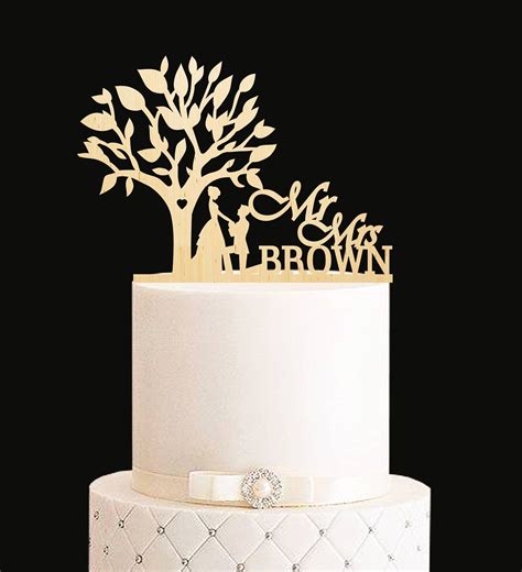 Wedding Cake Topper Tree Cake Topper Mr and Mrs Cake Topper | Etsy