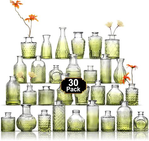 Arme Bud Vase Set Of 30 Green Vases Glass Bud Vases In Bulk Small Vases For