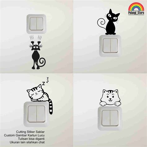 Jual Wall Sticker Saklar Lampu Rumah Karakter Lucu Unik Stiker Cutting