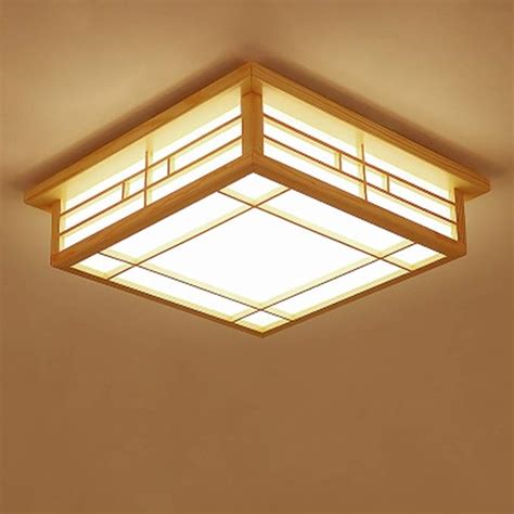 Plafonnier Japonais Led En Bois Massif Tatami Lampe D Ambiance W