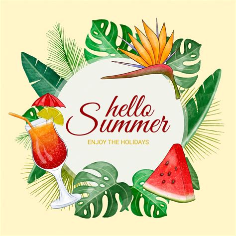 Free Vector Hand Painted Watercolor Hello Summer Illustration