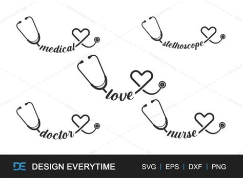 Stethoscope Heart Svg Bundle Graphic By Designeverytime · Creative Fabrica