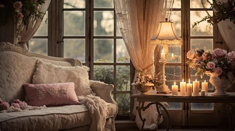 Premium Photo | A photo of a French country living room lace curtains