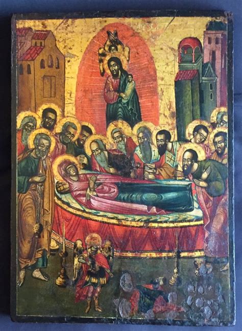 Proantic Icône De La Dormition De La Vierge Grèce vers 1700 Asso