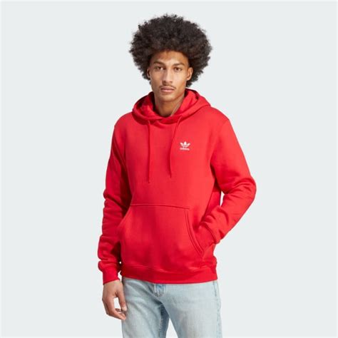 Adidas Trefoil Essentials Hoodie Red Free Delivery Adidas Uk