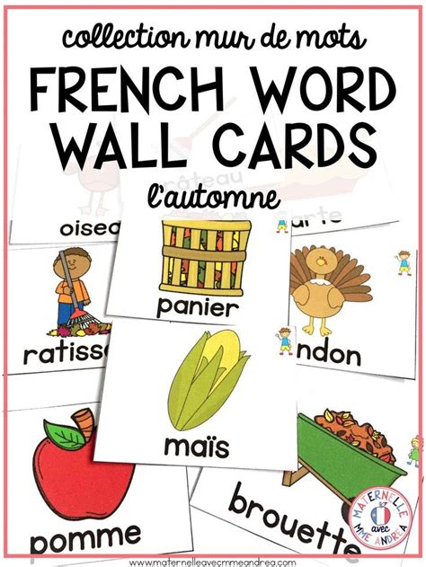 Different French Autumn Word Wall Cards In Both Colour And Black