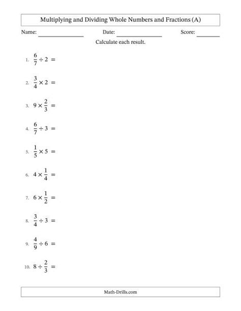 Multiplying And Dividing Proper Fractions And Whole Numbers With All Simplifying A