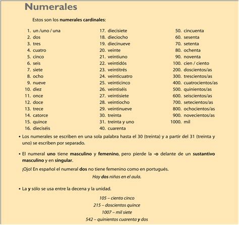 Los Numeros En Espanol Ejercicios