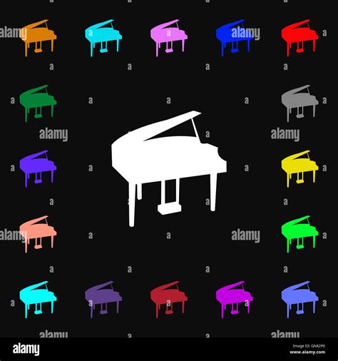 Grand Piano Icon Sign Lots Of Colorful Symbols For Your Design Vector