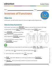 Inverses Of Functions COMPLETE Pdf Name Date Inverses Of Functions