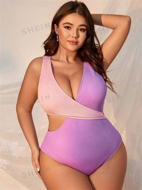 SHEIN Swim Curve Traje De Baño De Una Pieza Cruzado De Talla Grande En