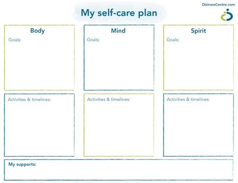 Printable Self Care Plan Template Printables Template Free