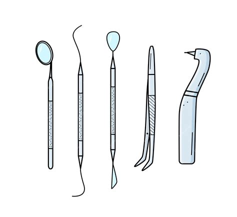 Icones De Ferramentas Dentárias Doodle Ilustração Vetorial De Elementos Da Odontologia Para O