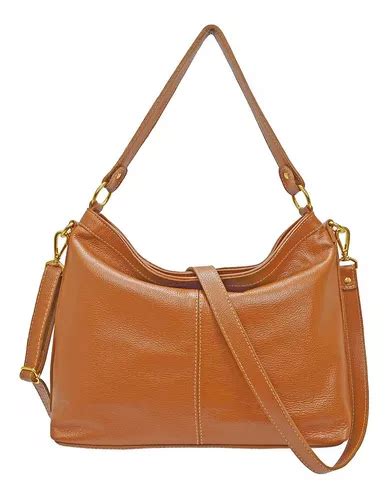 Bolso de hombro marrón caramelo para mujer de piel auténtica con correa