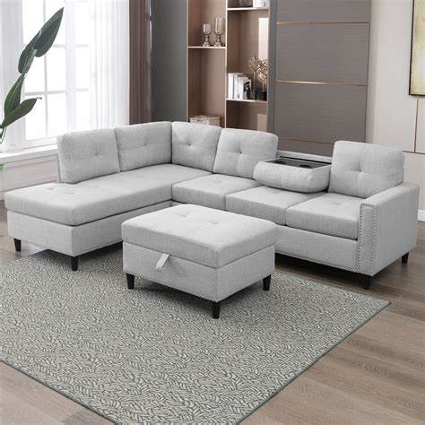 Mjkone L Shaped Sectional Sofa With Left Hand Facing Chaise Free