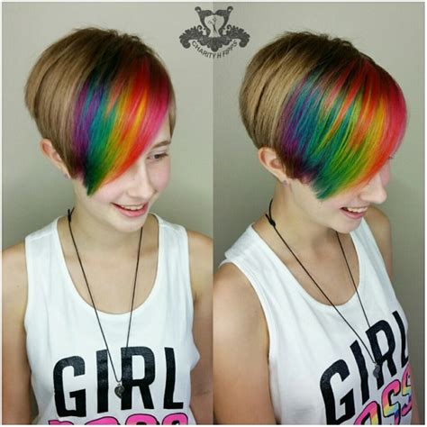 Rainbow Bangs Unicorn Hair Color Pixie Haircut A Photo On Flickriver