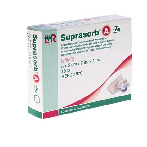 SUPRASORB A AG COMPRESA ALGINATO DE CALCIO MAS PLATA 5 X 5cm