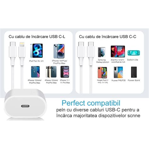 Incarcator Rapid CUKIN 20W Incarcare Rapida 1 Port USB C Priza