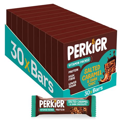 Perkier Salted Caramel Dark Chocolate Snack Bars 30 Pack Vegan