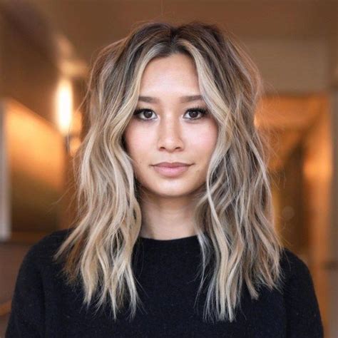 Bronde Wavy Shag With Money Pieces Mid Length Blonde Hair Brown Blonde