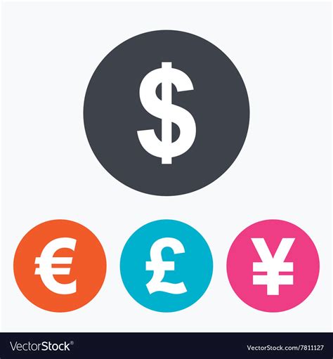 Dollar Euro Pound And Yen Currency Icons Vector Image