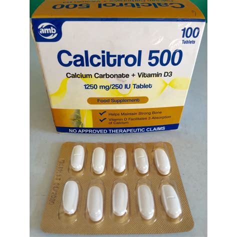 Calcitrol 500 Calcium Carbonate Vitamin D3 Shopee Philippines