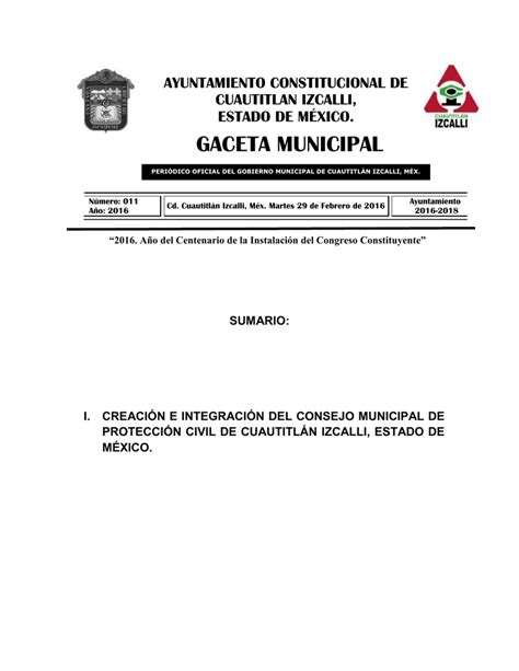 Descargar Pdf Ayuntamiento De Cuautitlan Izcalli