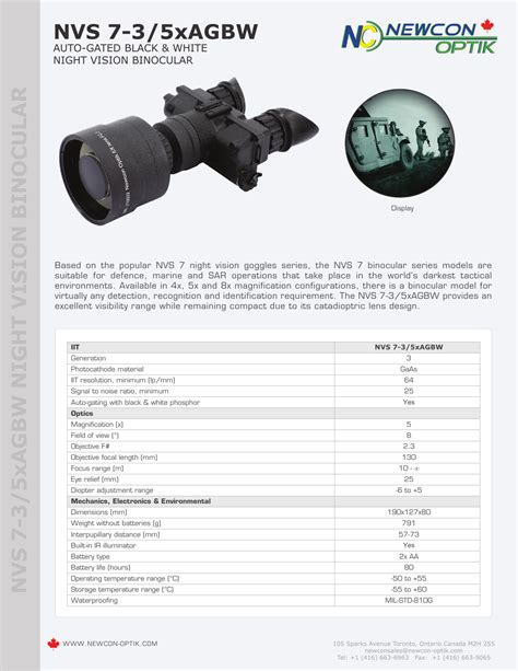 Newcon Optik Nvs Agbw Specification Manualzz Off