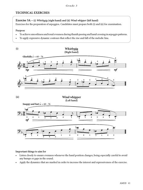 Ameb Piano Technical Work 2018 Level 1 Preliminary To Grade 4