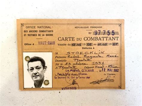 Ancienne Carte Militaire Des Anciens Combattants Et Victimes De La Guerre Ww2 Eur 1200