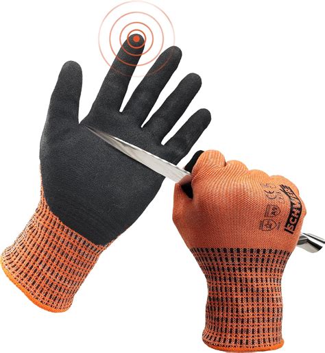 Schwer Cut Resistant Gloves Level Touchscreen Sandy Nitrile Coated