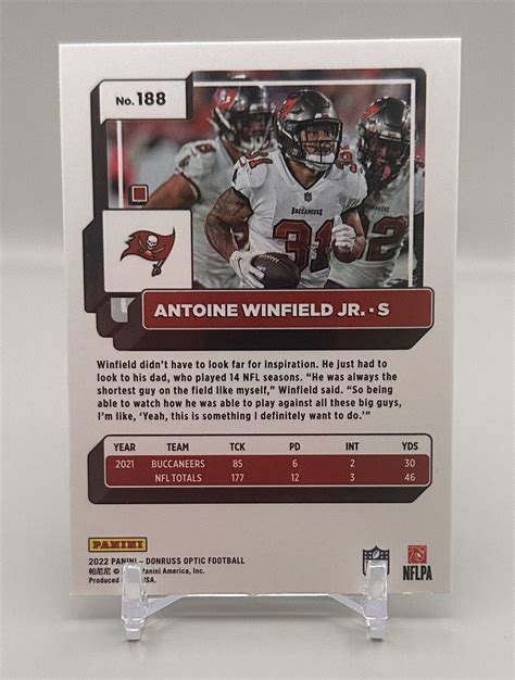 2022 Panini Donruss Optic Antoine Winfield Jr Tampa Bay Bucs Card No