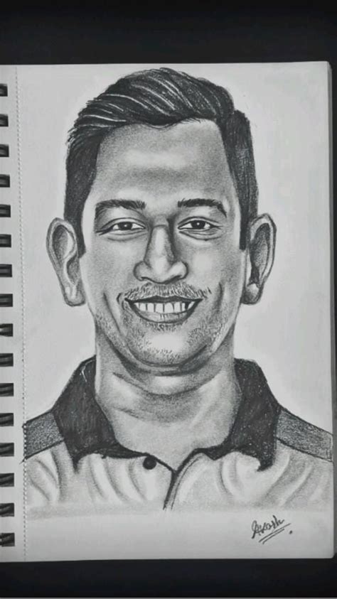 Ms Dhoni Portrait Sketch Portrait Sketches Male Sketch Portrait