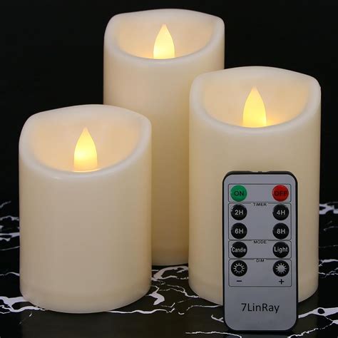 7linray Flameless Flickering Candles With Remote And Timers 1000 Hours Waterproof