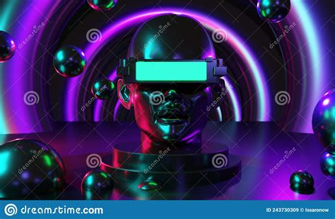 Metaverse Vworld Simulation Gaming Cyberpunk Stil Digitalen Roboter Ai