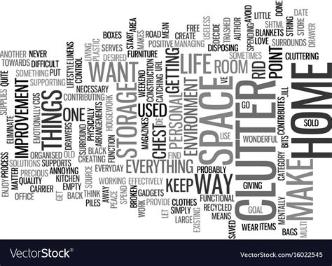 Eliminate Clutter From Your Home Text Background Vector Image