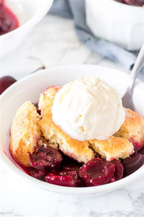 Easy Cherry Cobbler - with a Fluffy, Buttery Biscuit Topping