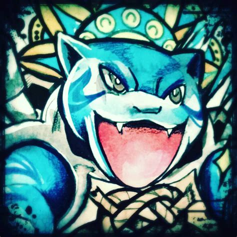 Retki Kosmos Blastoise Wip Pokemon Watercolor Painting