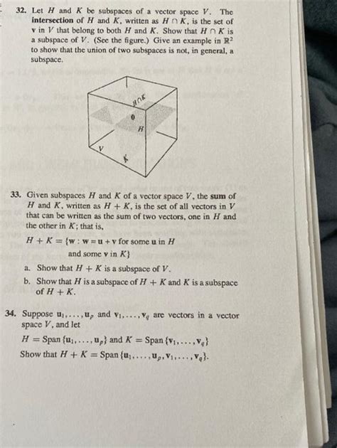 Solved Let H And K Be Subspaces Of A Vector Space V The Chegg