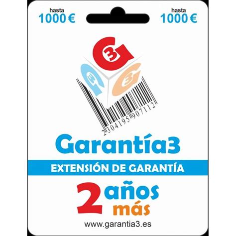 Extensión garantía 2 AÑOS MÁS Tope máximo 1000 Eur