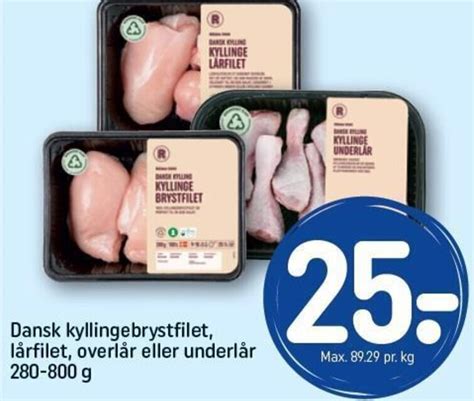 Dansk kyllingebrysfillet lårfillet overlår eller underlår tilbud hos