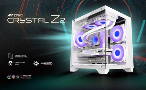 Ant Esports Crystal Z2 ARGB M ATX Mid Tower Cabinet White