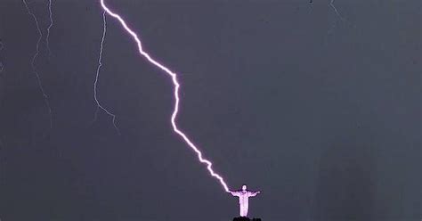 Rio De Janeiros Christ The Redeemer Struck By Lightning Imgur