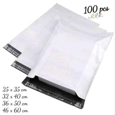 Jual Plastik Packing Kemasan Polymailer 32 X 40 Cm PUTIH 100 PCS