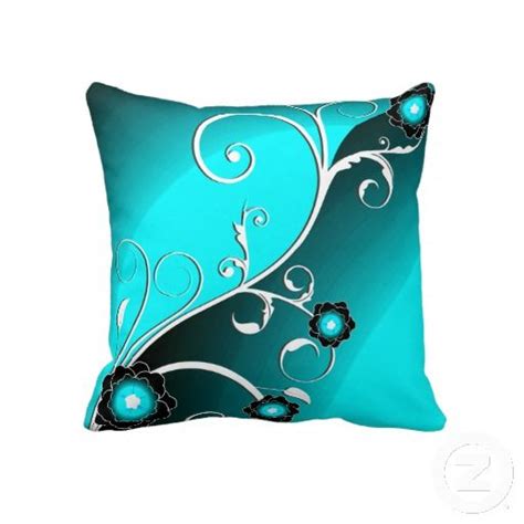 Fine Aqua Silver Cute Girly Retro Floral Throw Pillow Zazzle Throw Pillows Floral Throw