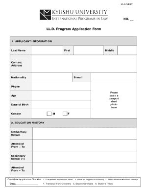 Fillable Online Law Kyushu U Ac Application Guidelines Fall 2015