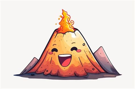 Premium Vector Cute Erupting Volcano Cartoon