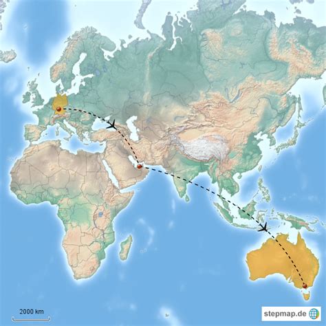 Stepmap Reise Frankfurt Melbourne Landkarte F R Welt