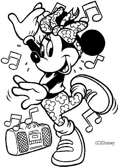 Coloring Minnie Is Dancing Picture Minnie Mouse Coloring Pages